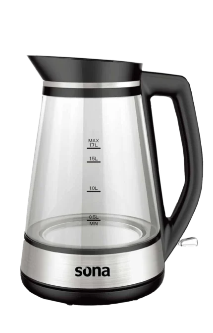 Sona Electric Kettle 1.7L 2200W Glass & Stainless Steel with STRIX Controller – Model SK 5816